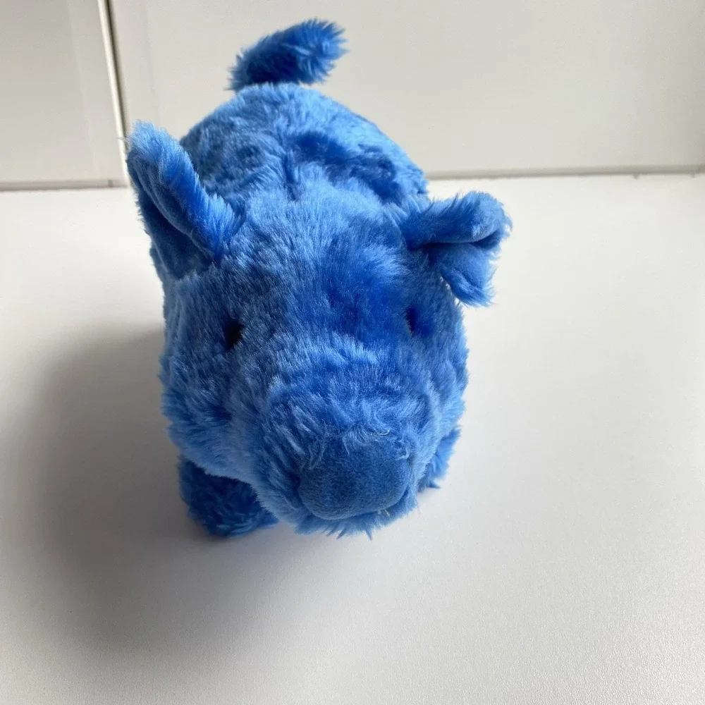Vintage 1986 Iwaya Blue Animated Walking Pig Plush Toy Tested Works Wiggles Nose